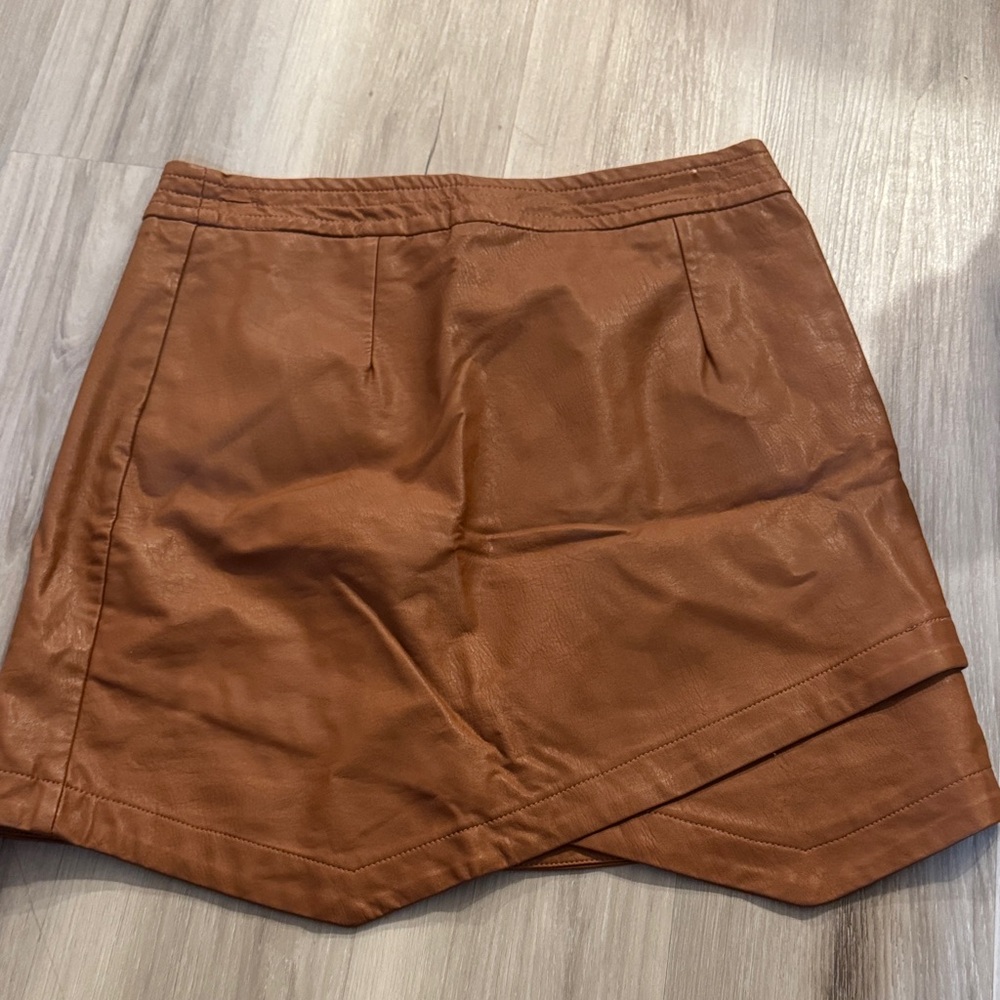 Altar'd State Leather Tan Mini Skirt